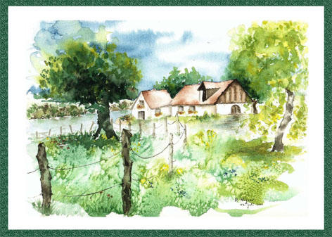 Bauernhaus am Fluss - Phantasiebild   (Bild 55)