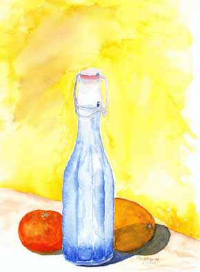 Stilleben - Blaue Flasche - Kurs-Thema Stilleben bei Gabi Cegla   (Bild 67)