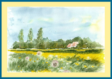 Pusteblumen vor Rapsfeld - Phantasiebild   (Bild 54)